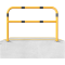 Protective bar made of steel tubing |  60 x 2.5 mm | with crossbar | total width: 1500 mm | total height: 1000 mm | hot-dip galvanized and yellow coatedwith black warning stripes